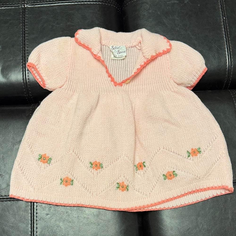Sweet Pink Baby Dress with Floral Details